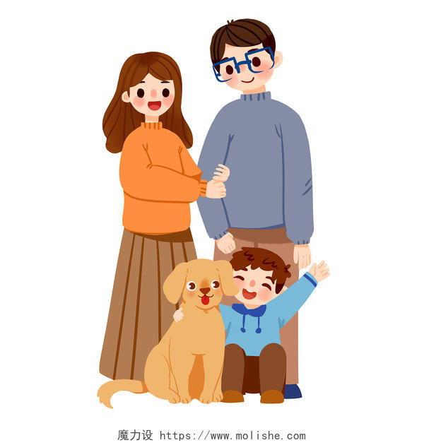 国际家庭日卡通手绘家庭生活全家福素材